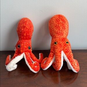 Lot of 2 Wild Republic Petting Zoo Octopus Wrist Hugger Wrap Bracelet Plush 7"